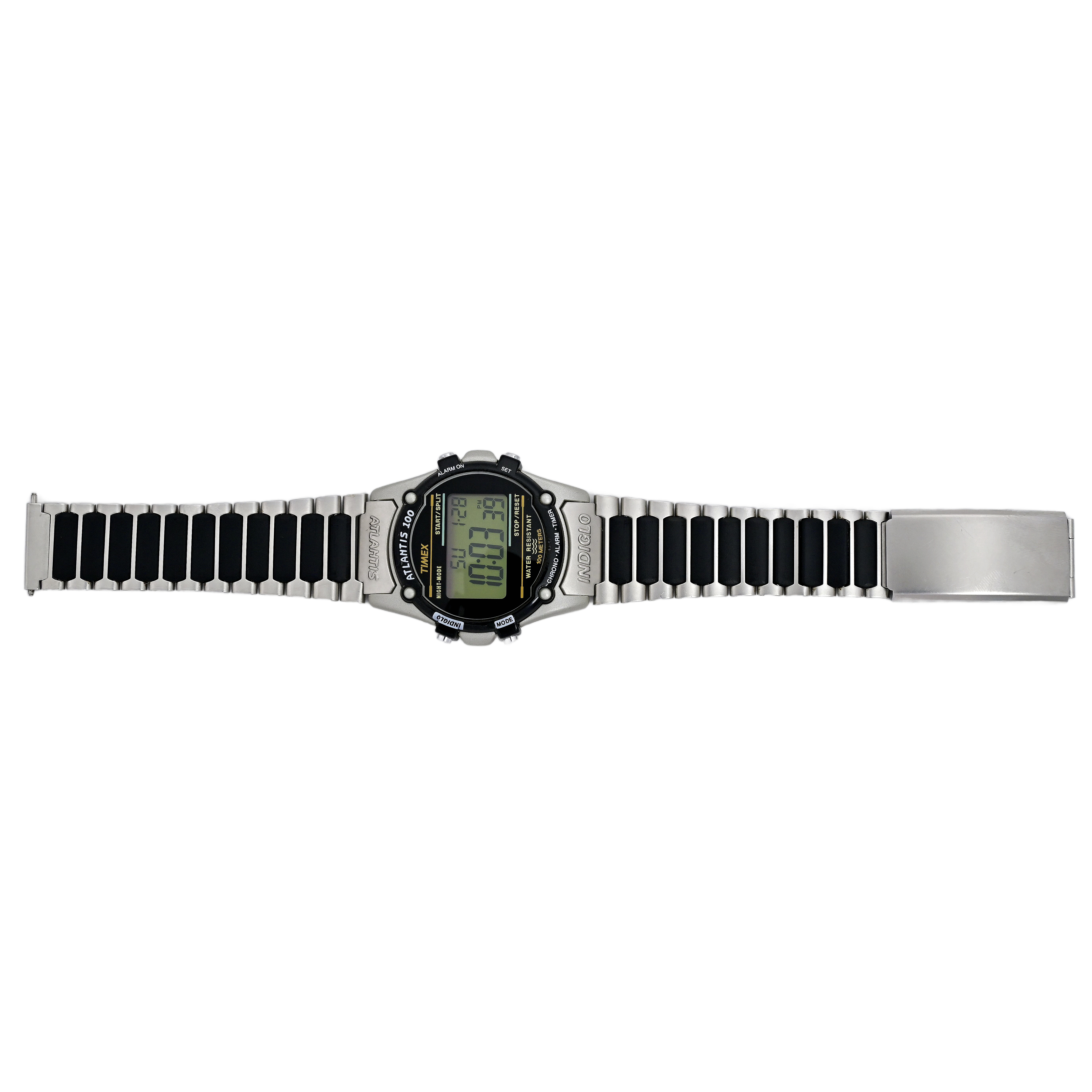 Timex Indiglo Atlantis100 Digital Watch Black/Silver Used